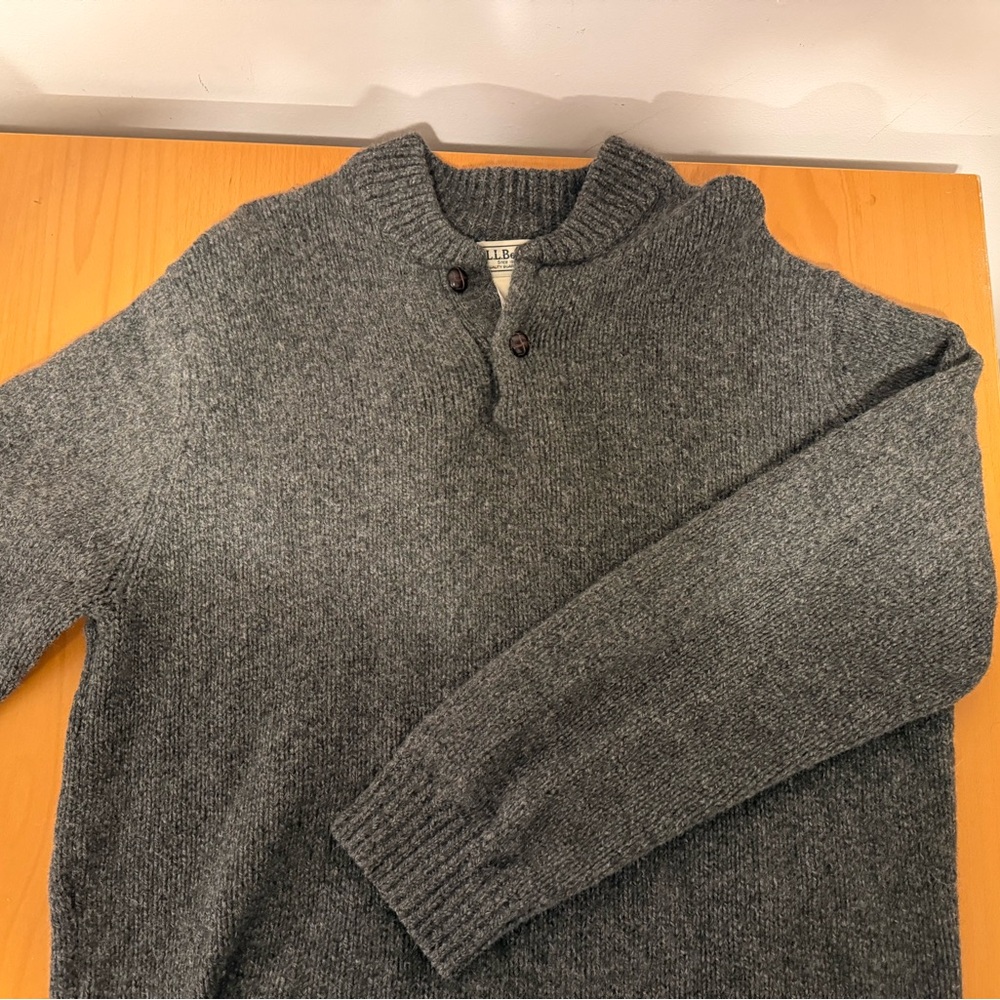 L.L. Bean Charcoal Crewneck Ragwool Sweater XL